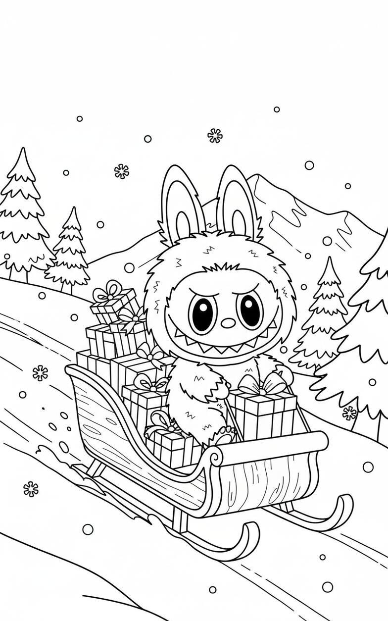 Labubu Festive Gift Wrapping Coloring Page Download Free Print Or Color Online