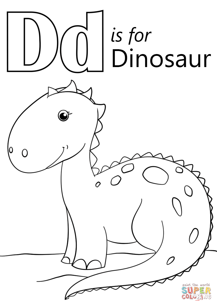 Letter D Is For Dinosaur Coloring Page Free Printable