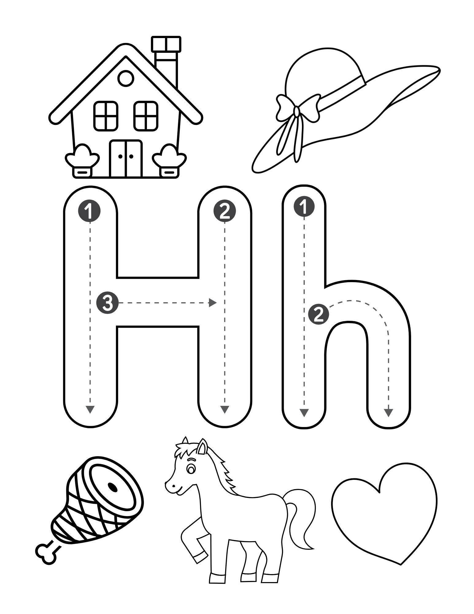 letter h coloring pages