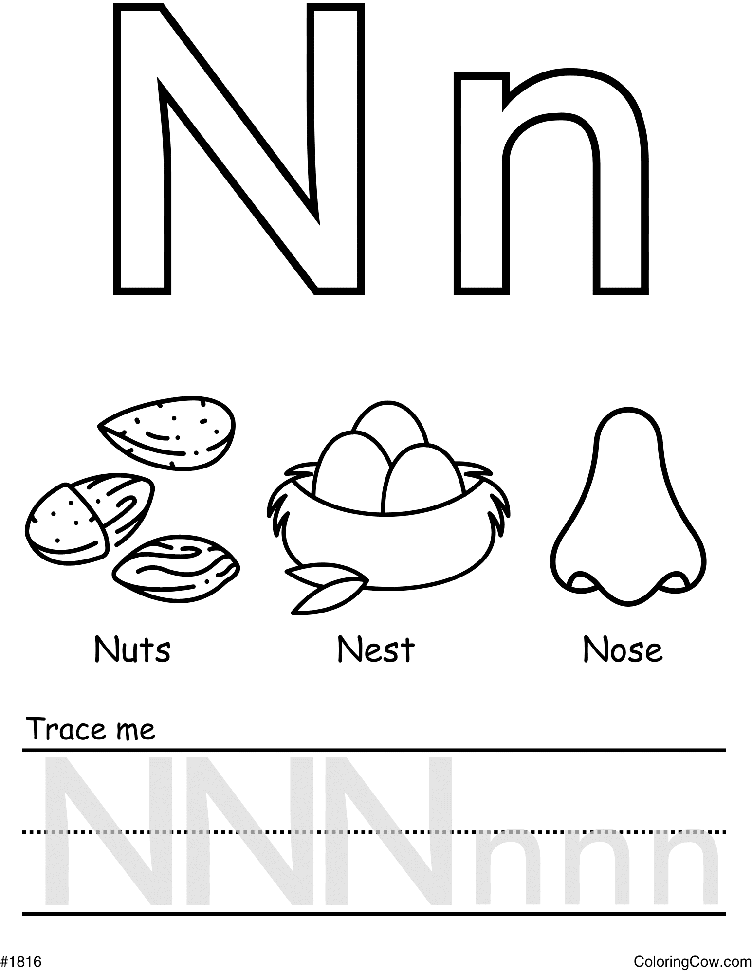 letter n coloring page
