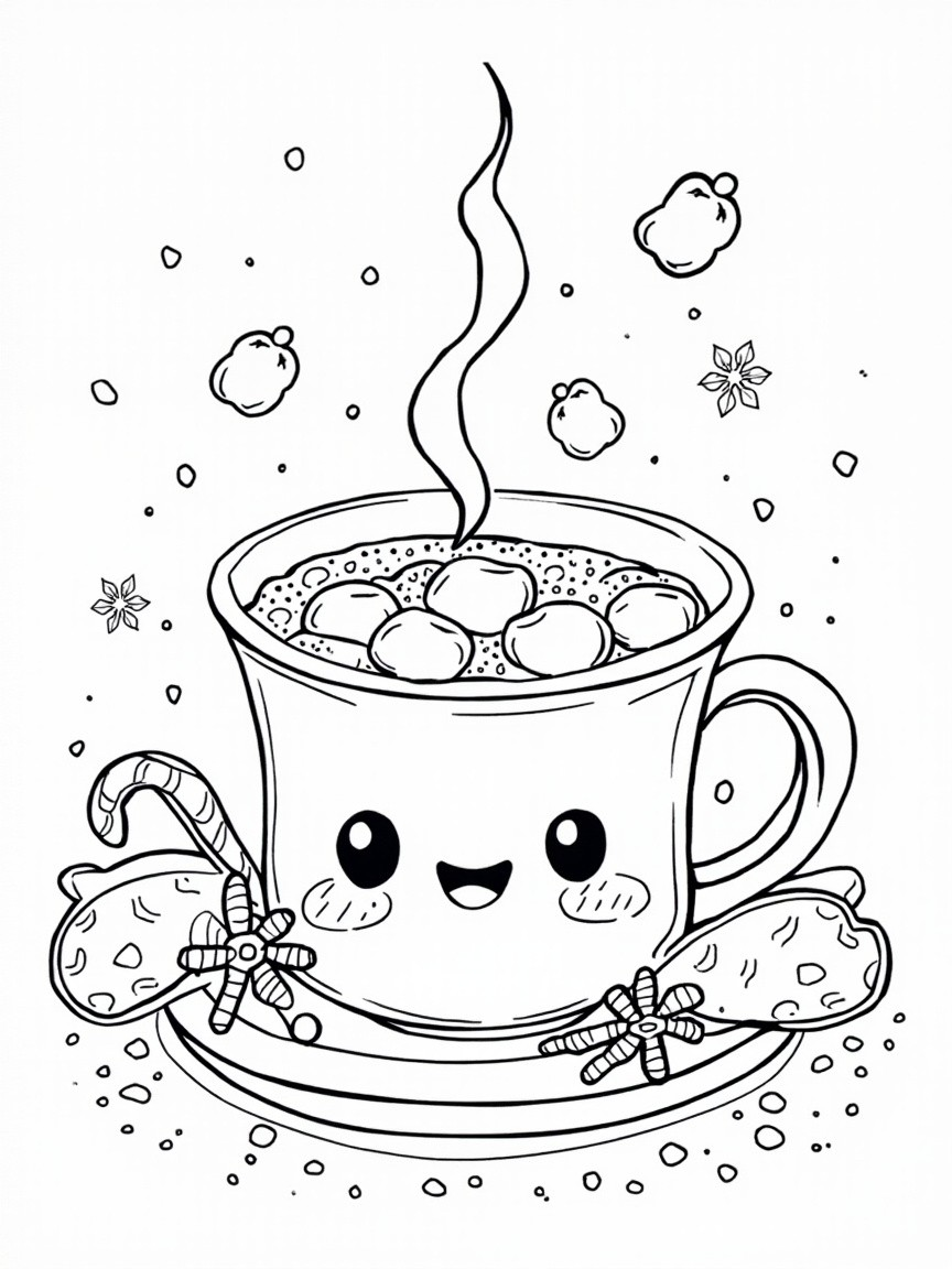 Line Art Of Hot Cocoa And Winter Elements Coloring Page SplitShire Line Art Of Hot Cocoa And Winter Elements Coloring Page SplitShire