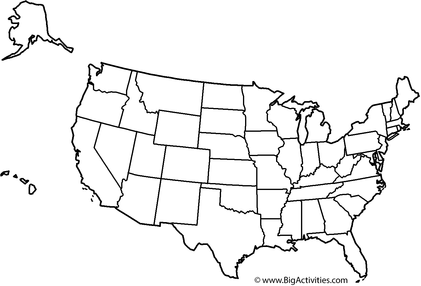 Map Of The United States With Title And States Coloring Page Presidents Day