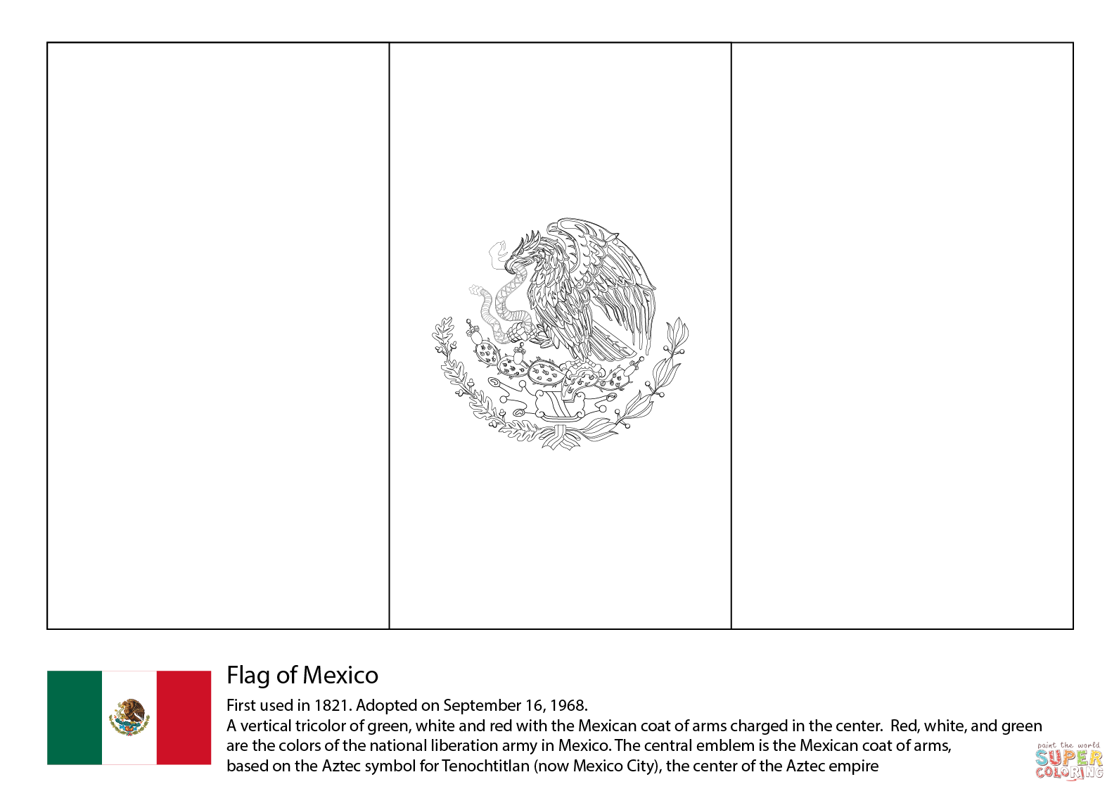 Mexico Flag Coloring Page Free Printable