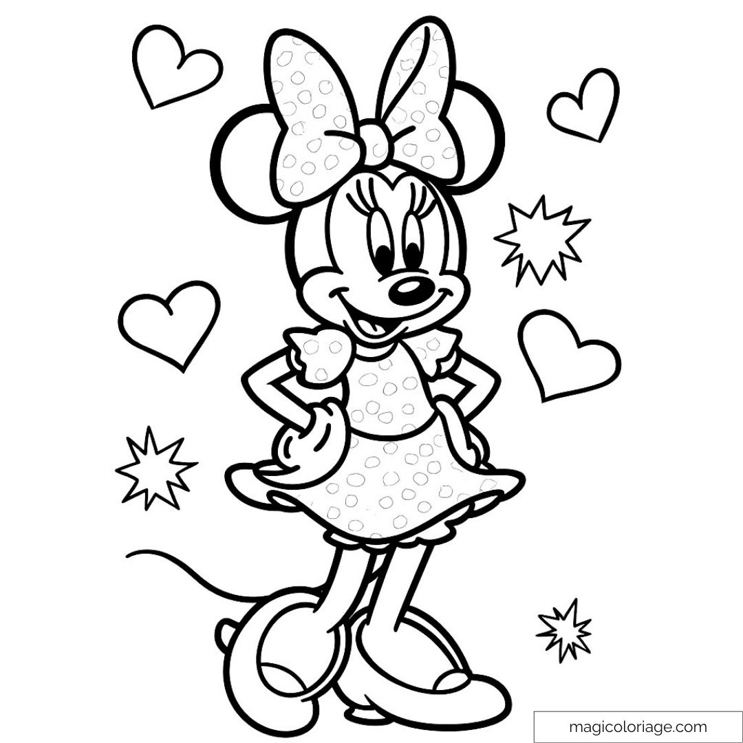 Minnie Coloring Pages With Hearts Fun And Creative