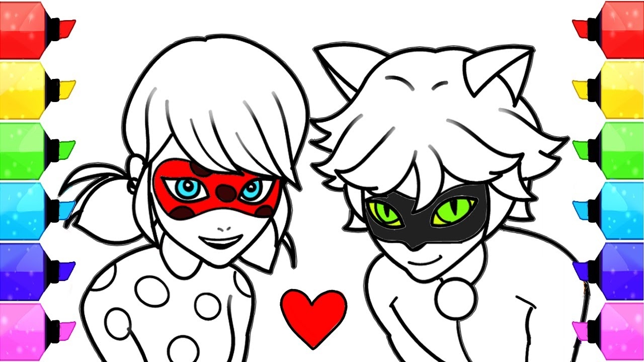 Miraculous Ladybug Coloring Pages How To Draw And Color Ladybug And Cat Noir Coloring Book YouTube