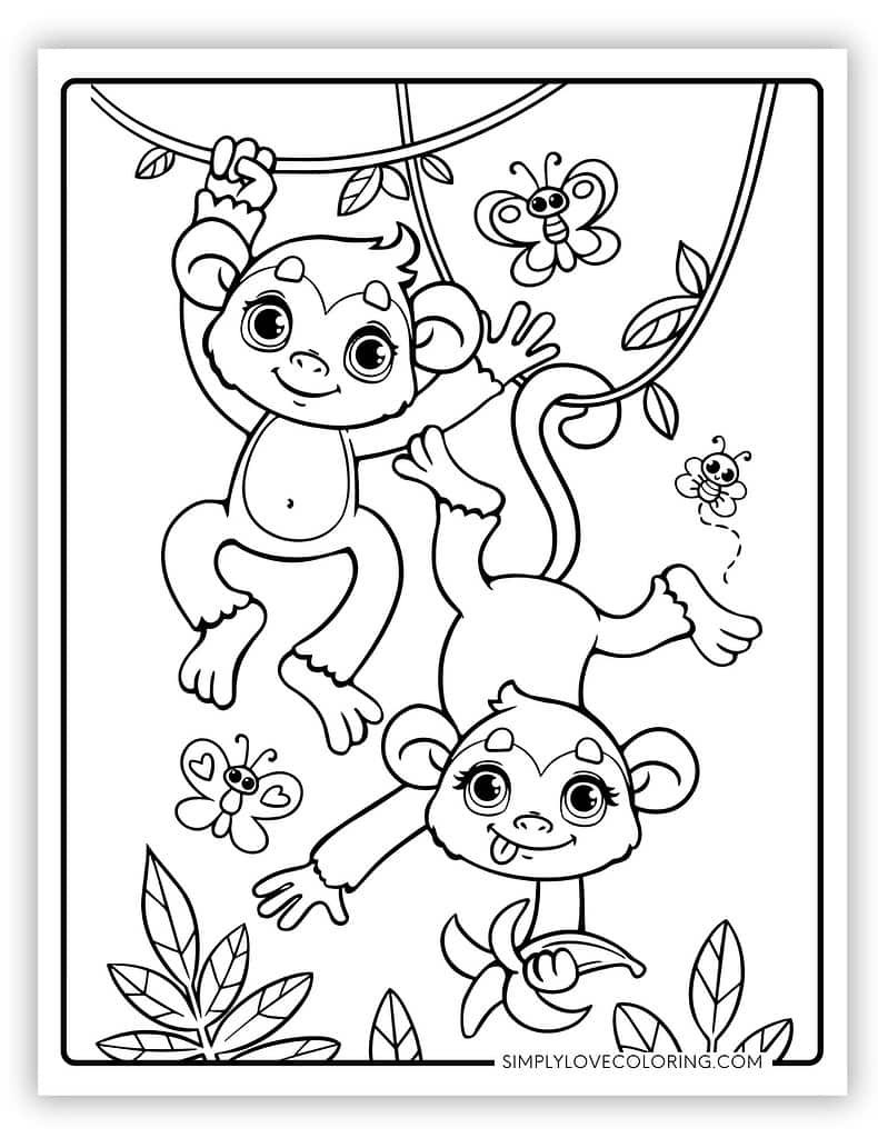 monkey coloring book page monkey coloring book page