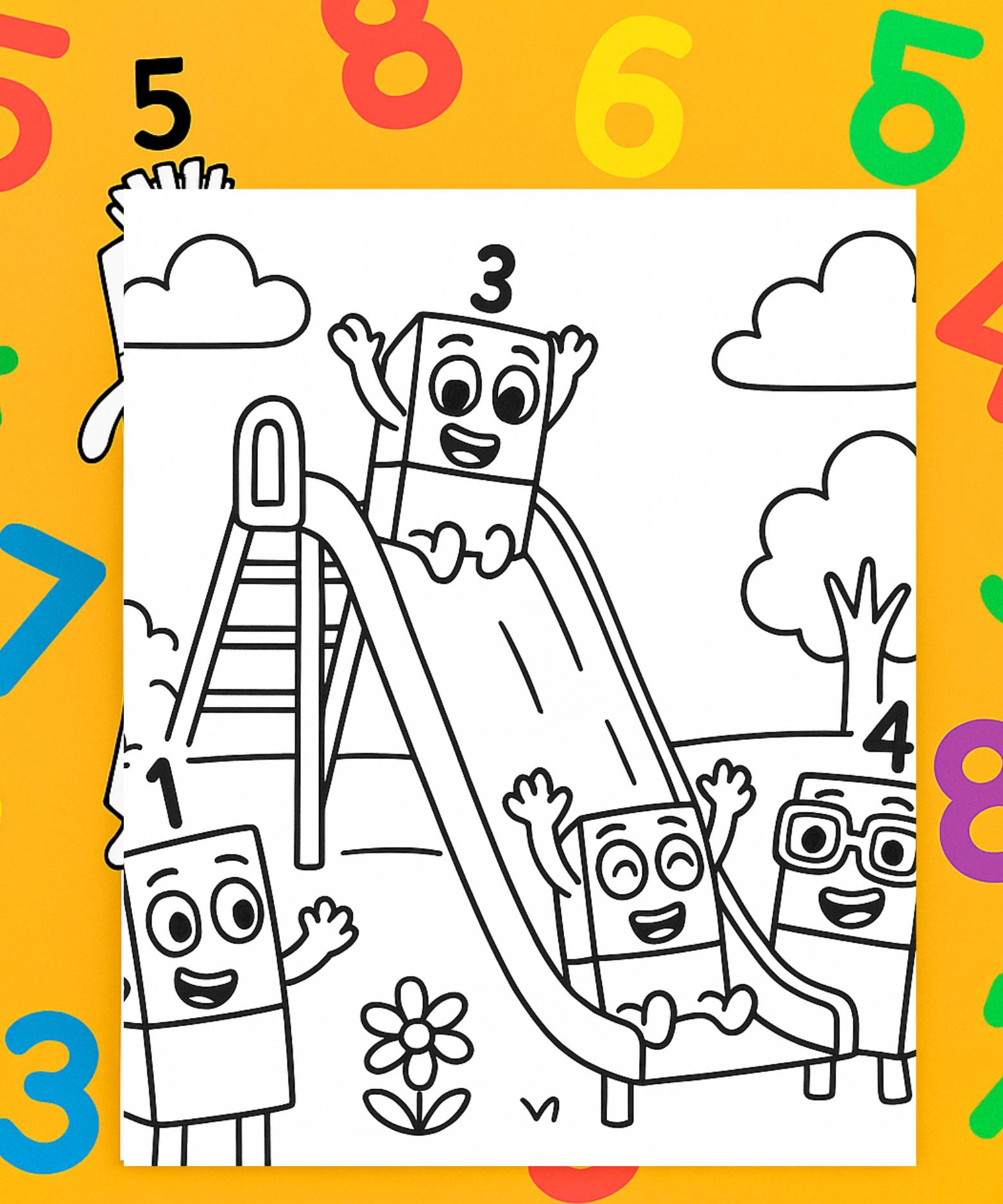 Numberblocks Coloring Book Educational Printable PDF Preschool Math Activity 1 10 Number Coloring Pages For Kids Cartoon Numbers Etsy