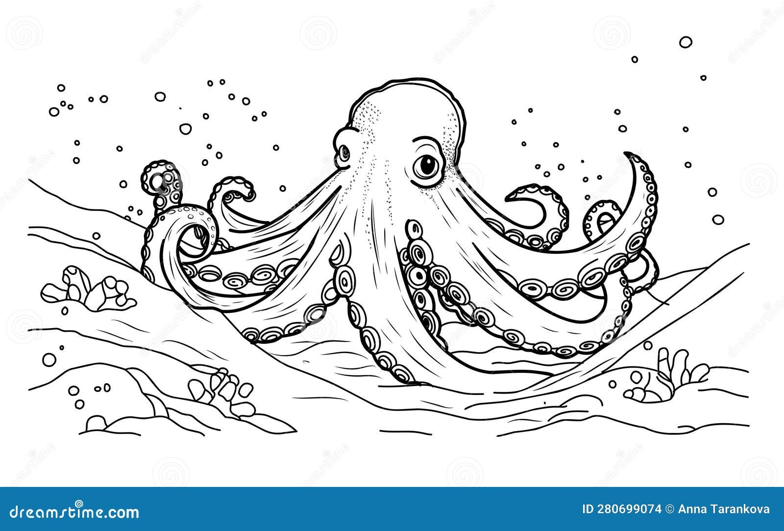 coloring page of an octopus