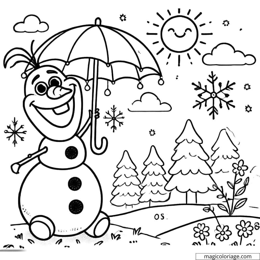 Olaf With An Umbrella Coloring Page Olaf With An Umbrella Coloring Page