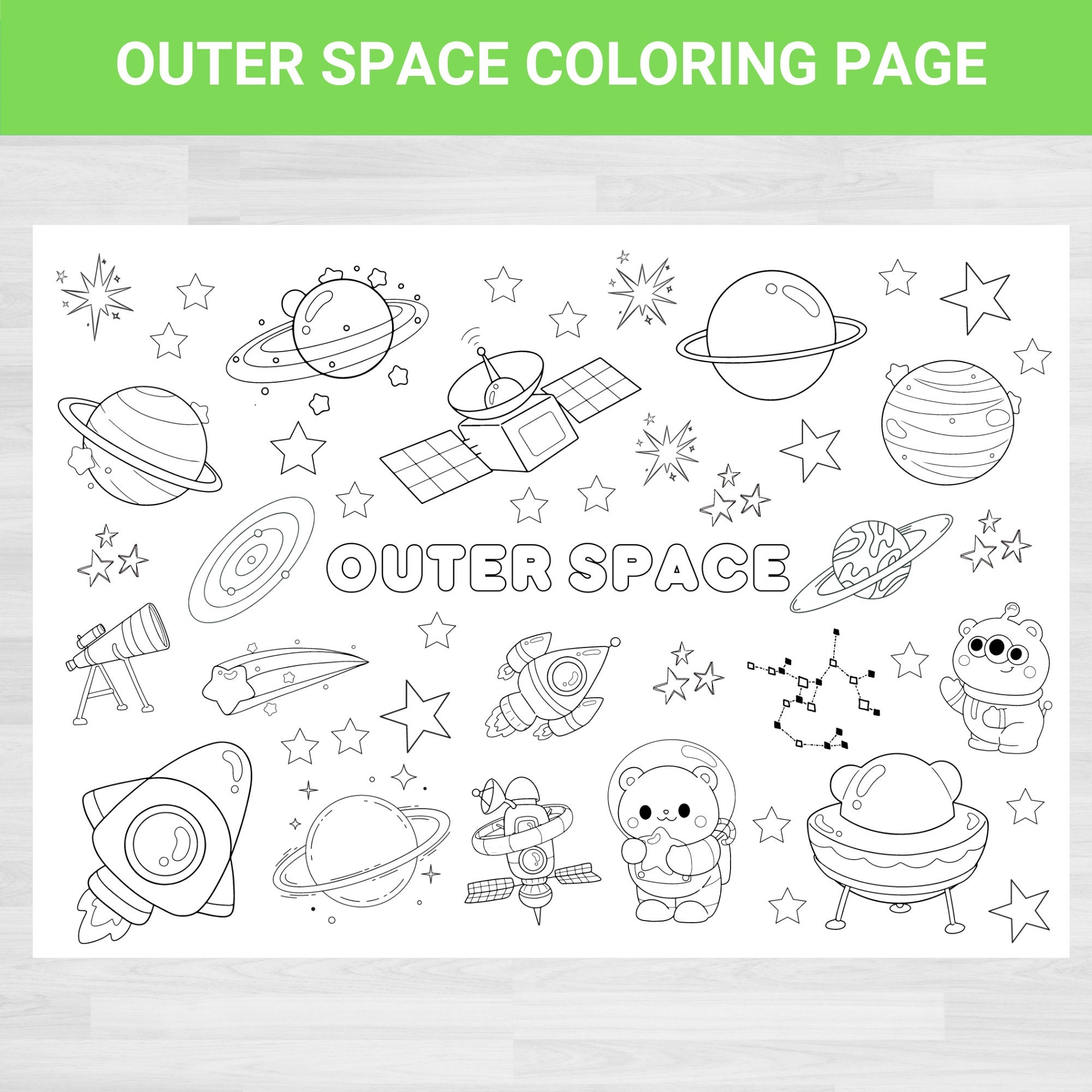 Outer Space Coloring Page Planets Rockets Stars digital Download Etsy Outer Space Coloring Page Planets Rockets Stars digital Download Etsy