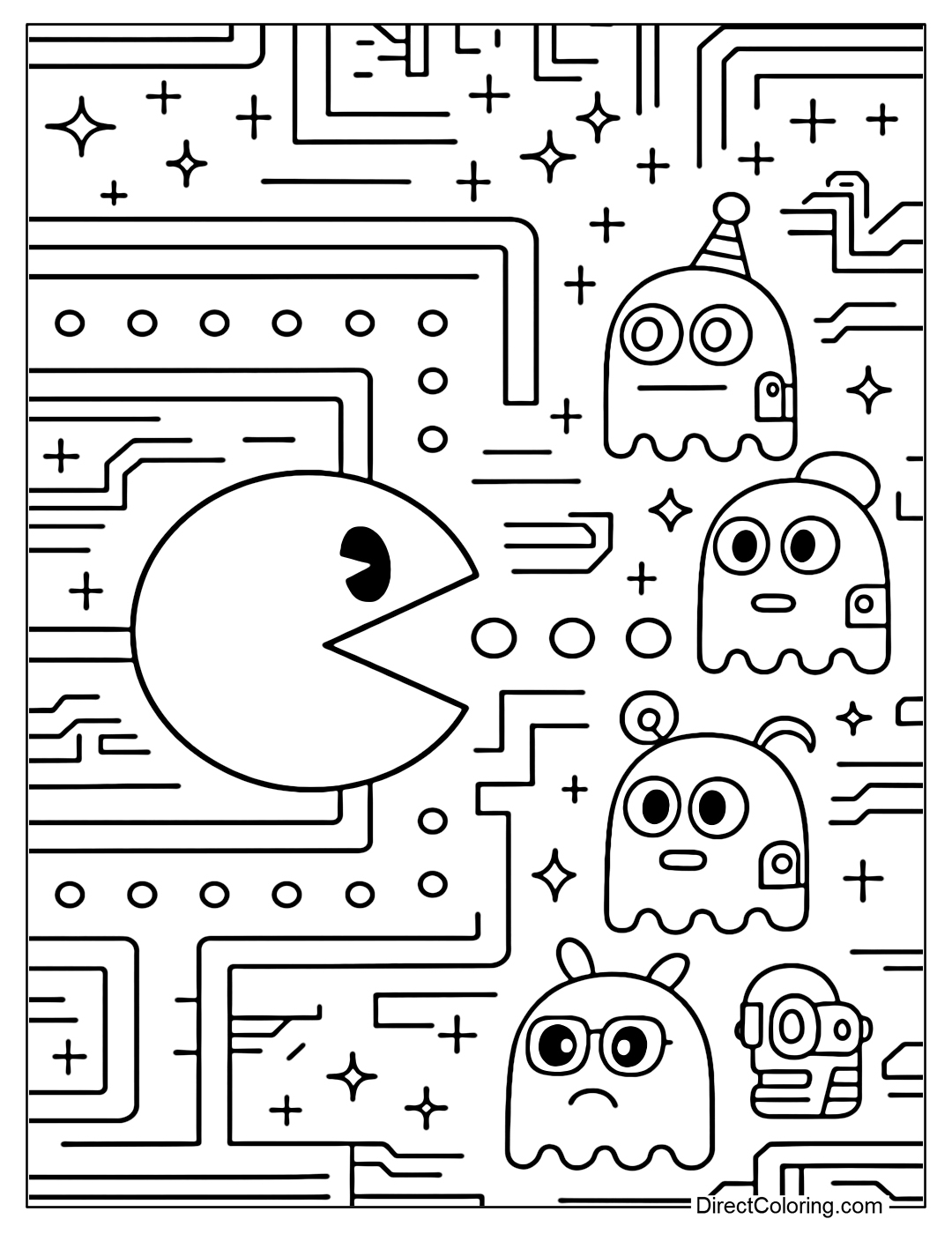 Pac Man Coloring Pages Free PDF To Download And Print