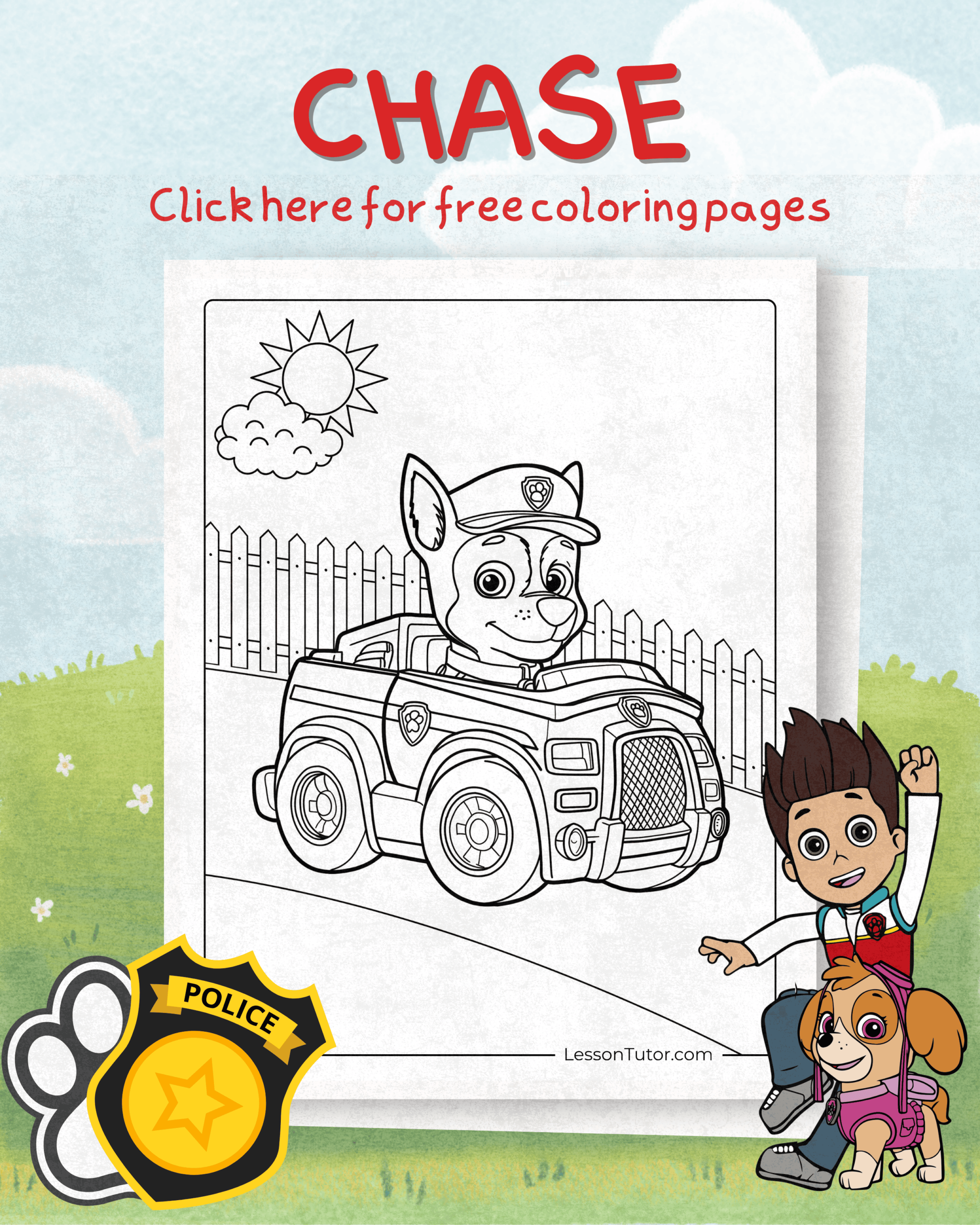 Paw Patrol Chase Coloring Pages Lesson Tutor Paw Patrol Chase Coloring Pages Lesson Tutor