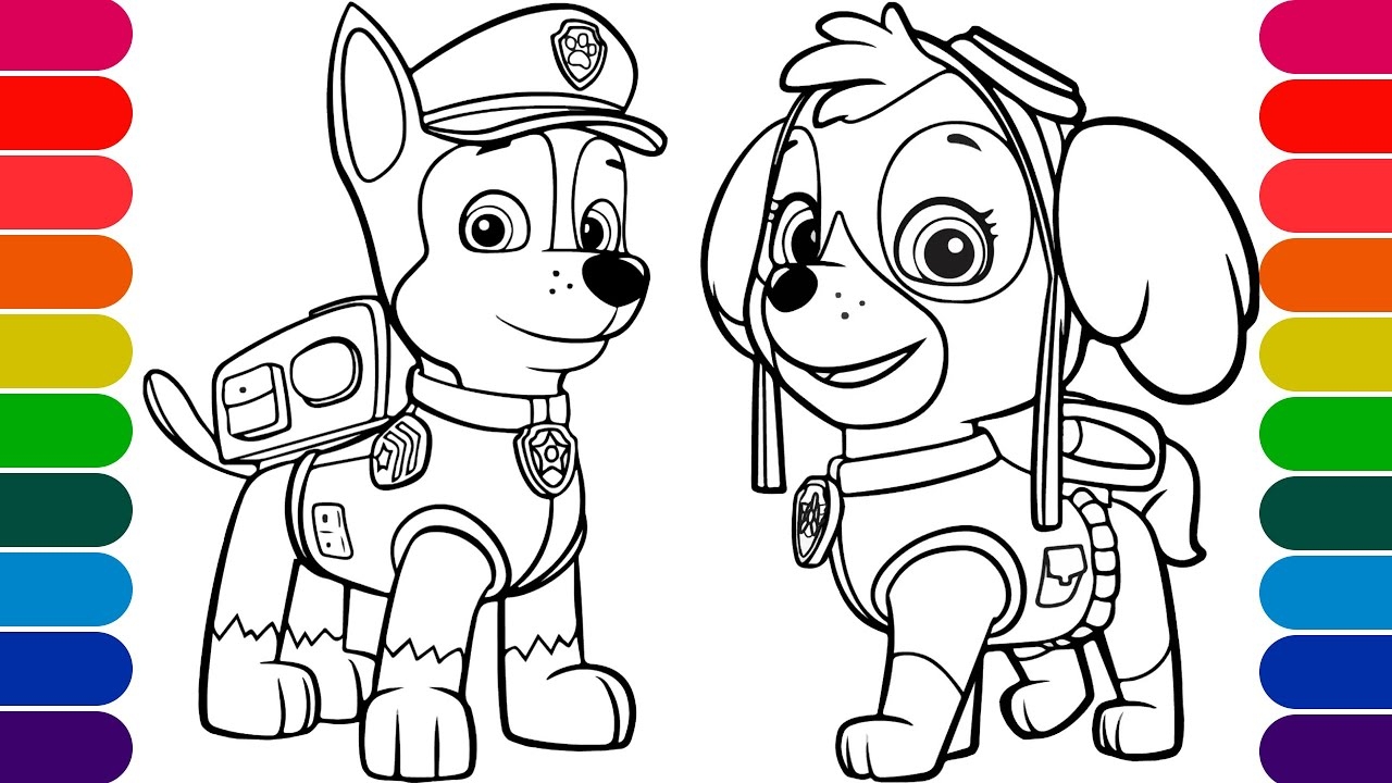 PAW PATROL Coloring Pages How To Color PAW Patrol Chase And Skye YouTube PAW PATROL Coloring Pages How To Color PAW Patrol Chase And Skye YouTube