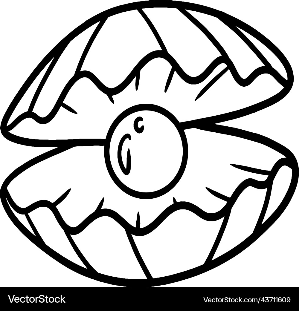 Pearl In Sea Shell Isolated Coloring Page For Kids Royalty Free Vector VectorStock