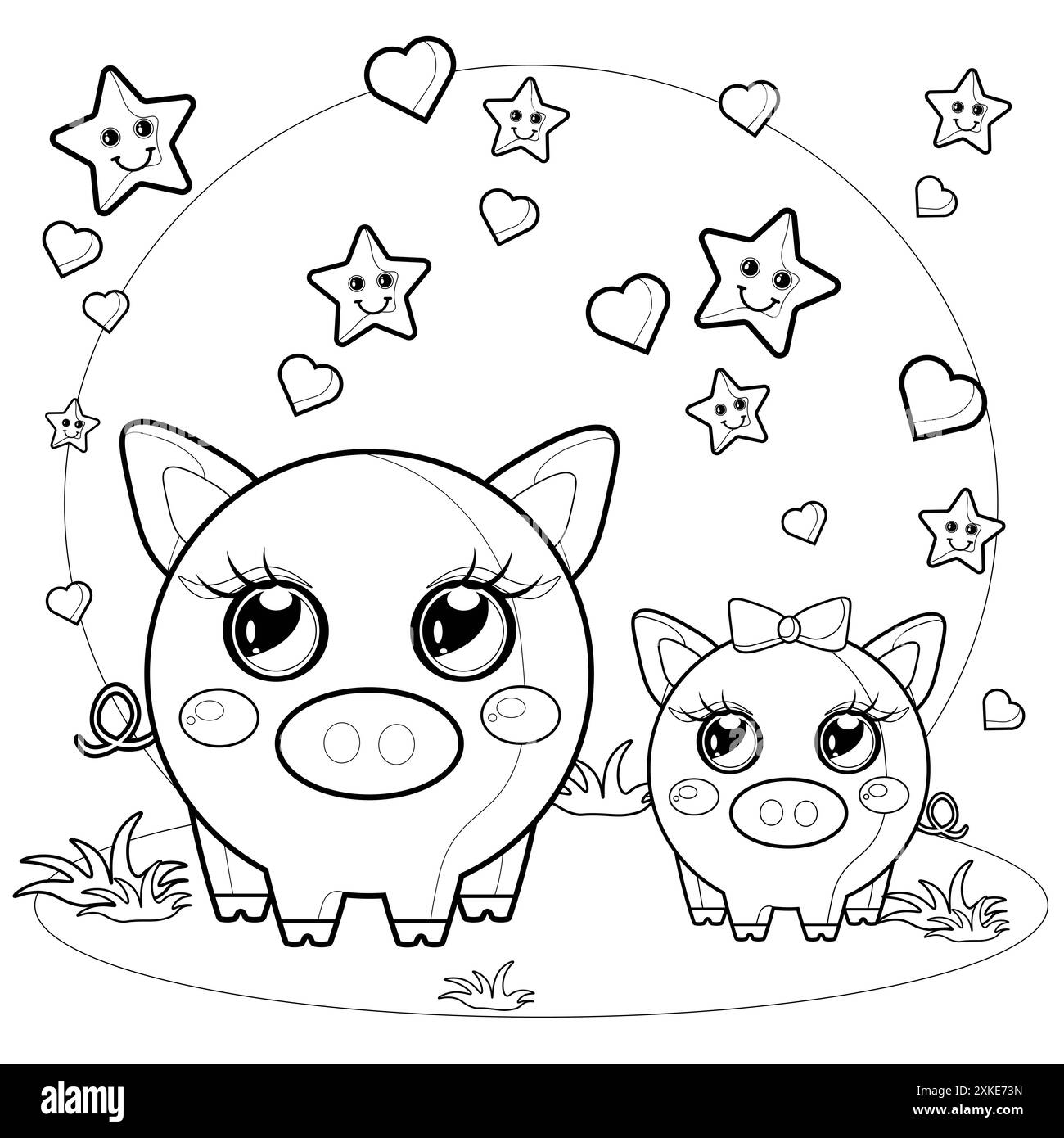 Pig Coloring Page Cut Out Stock Images Pictures Alamy