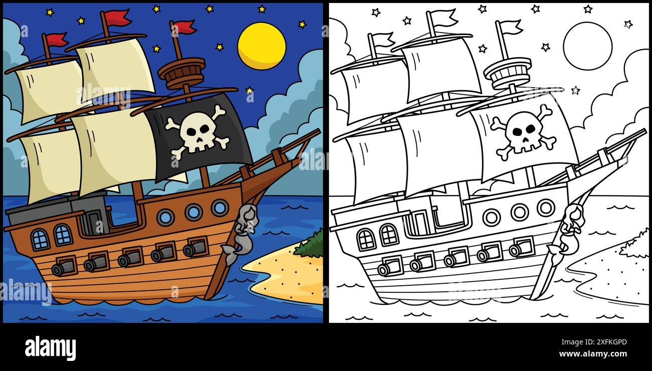 pirate ship coloring page