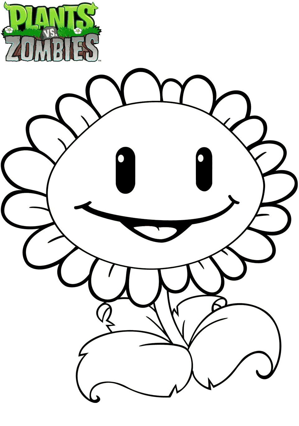 Plants Vs Zombies Sunflower Coloring Page Free Printable