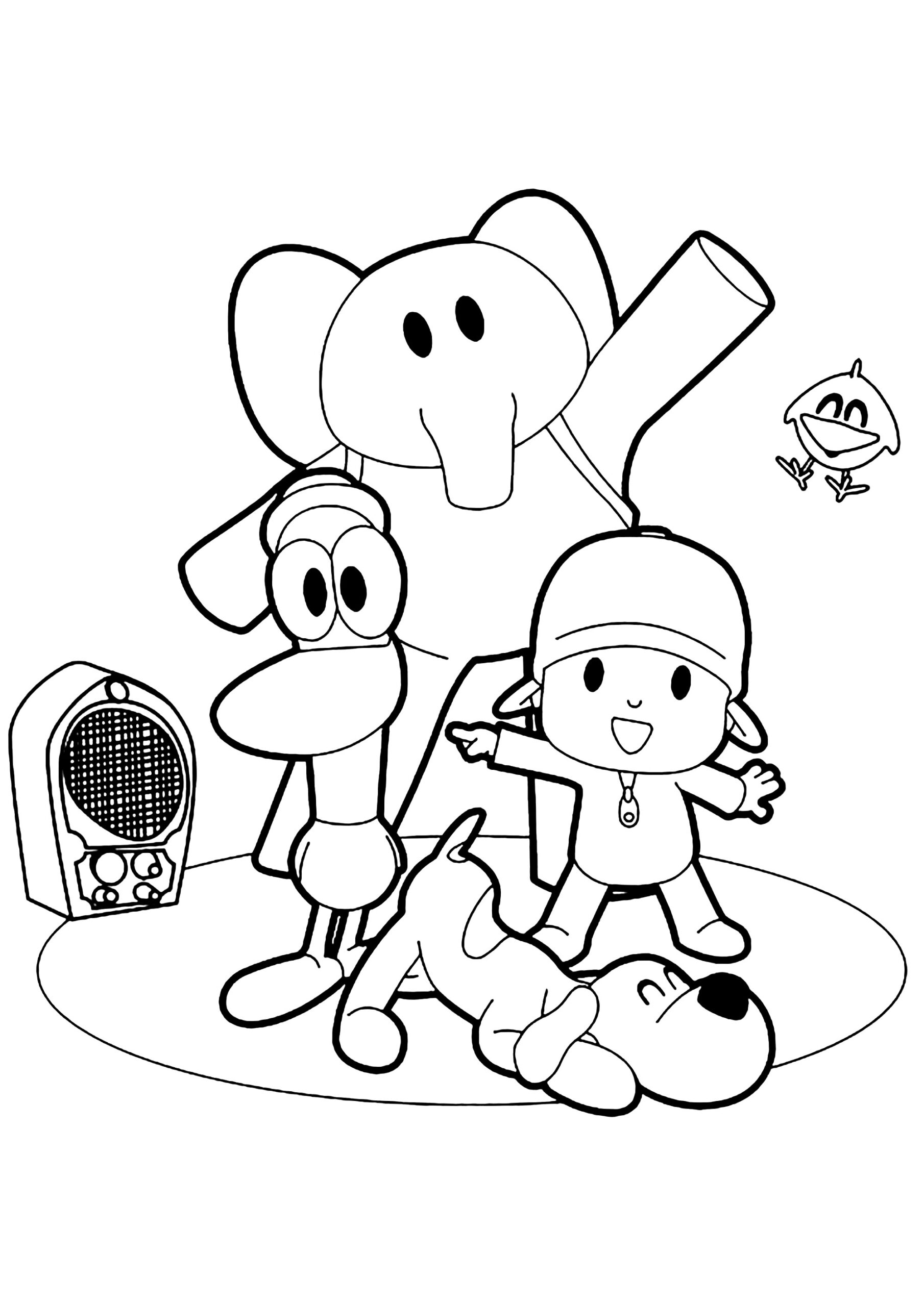Pocoyo Pato The Canary And Elly The Elephant Pocoyo Coloring Pages