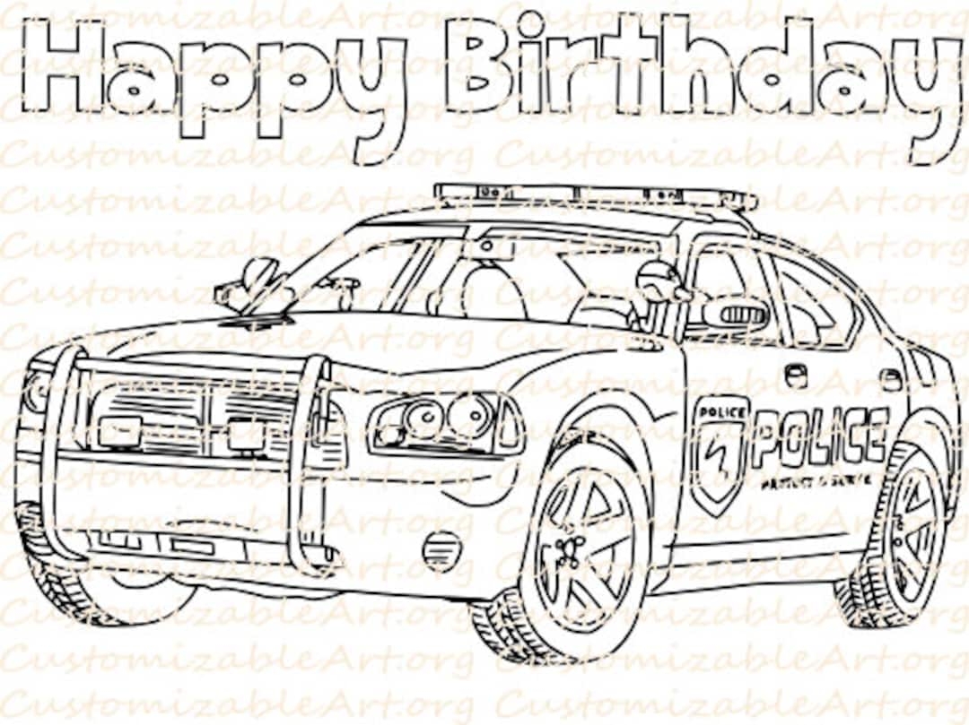 Police Birthday Party Favor Printable Police Car Coloring Page Sheet Cop Car Law Enforcement Drawing Party Printables Supplies Colouring PDF Etsy