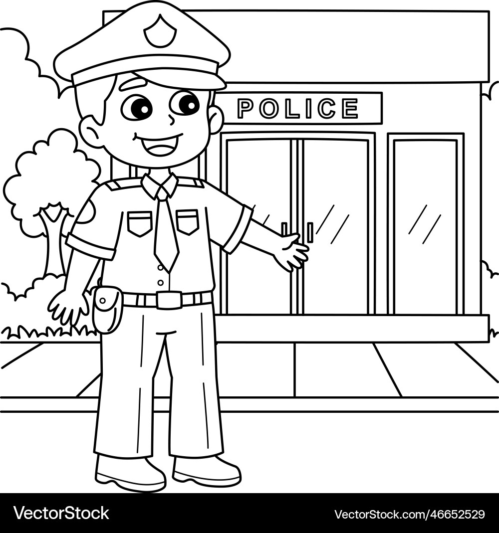 Policeman Coloring Page For Kids Royalty Free Vector VectorStock Policeman Coloring Page For Kids Royalty Free Vector VectorStock