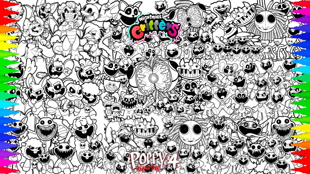 Poppy Playtime Chapter 4 Coloring Pages Mix How To Color All Monsters And Bosses NCS Music YouTube