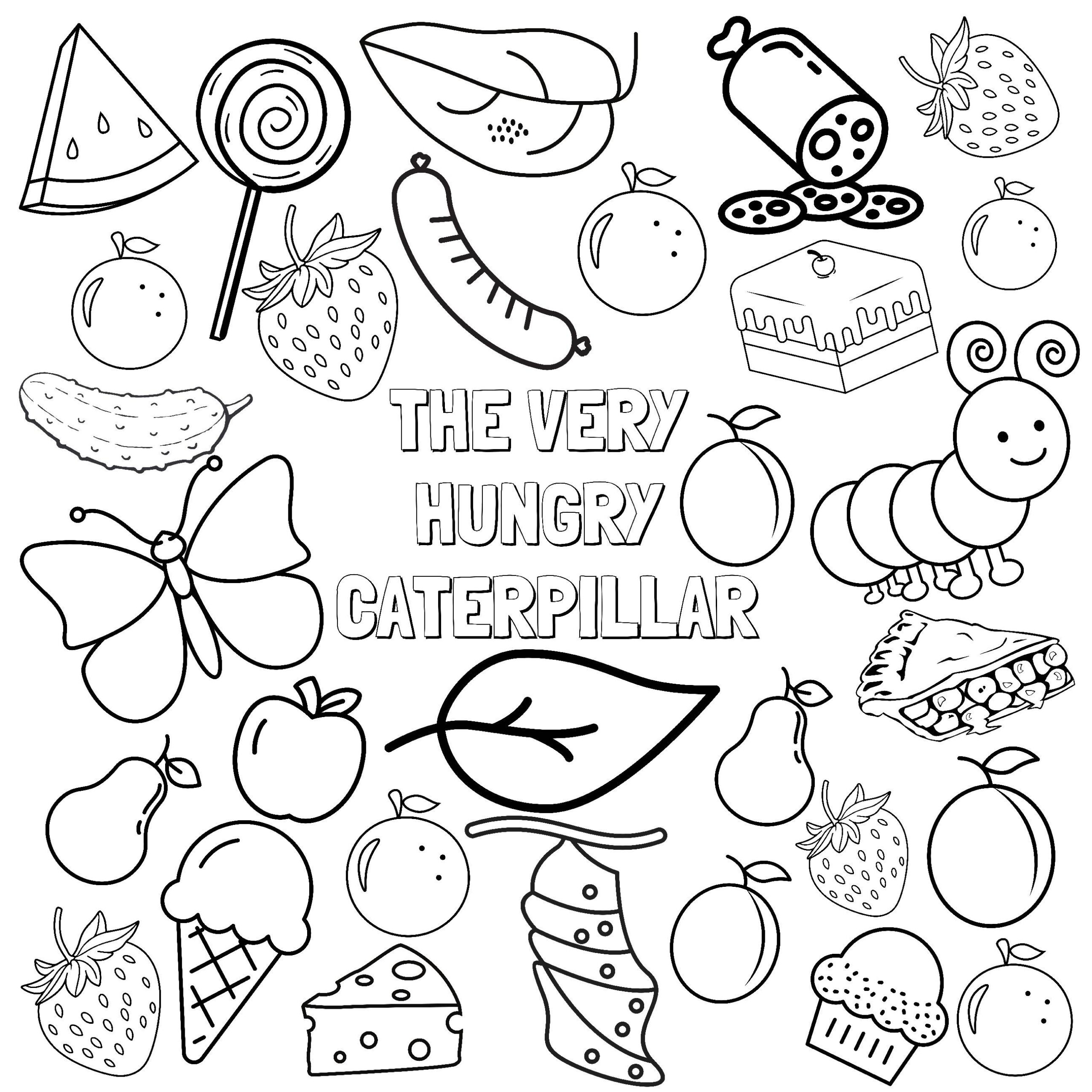 POSTER Coloring Page The Very Hungry Caterpillar By Mollie Moos Library