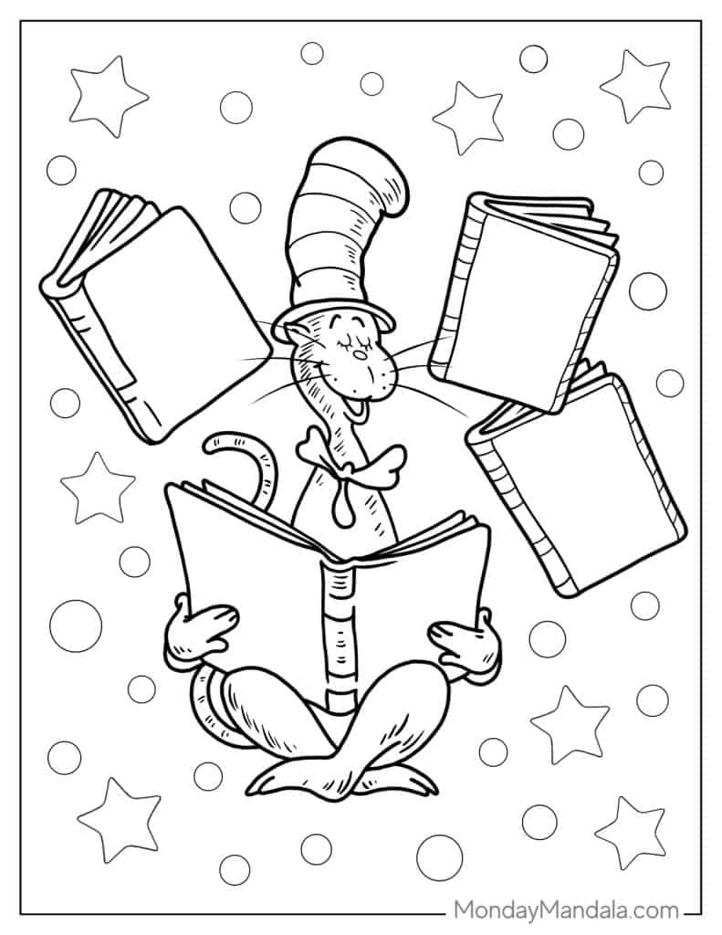 Preschool Cat In The Hat Coloring Pages Dr Seuss Coloring Cat In The Hat Stuff Doctor