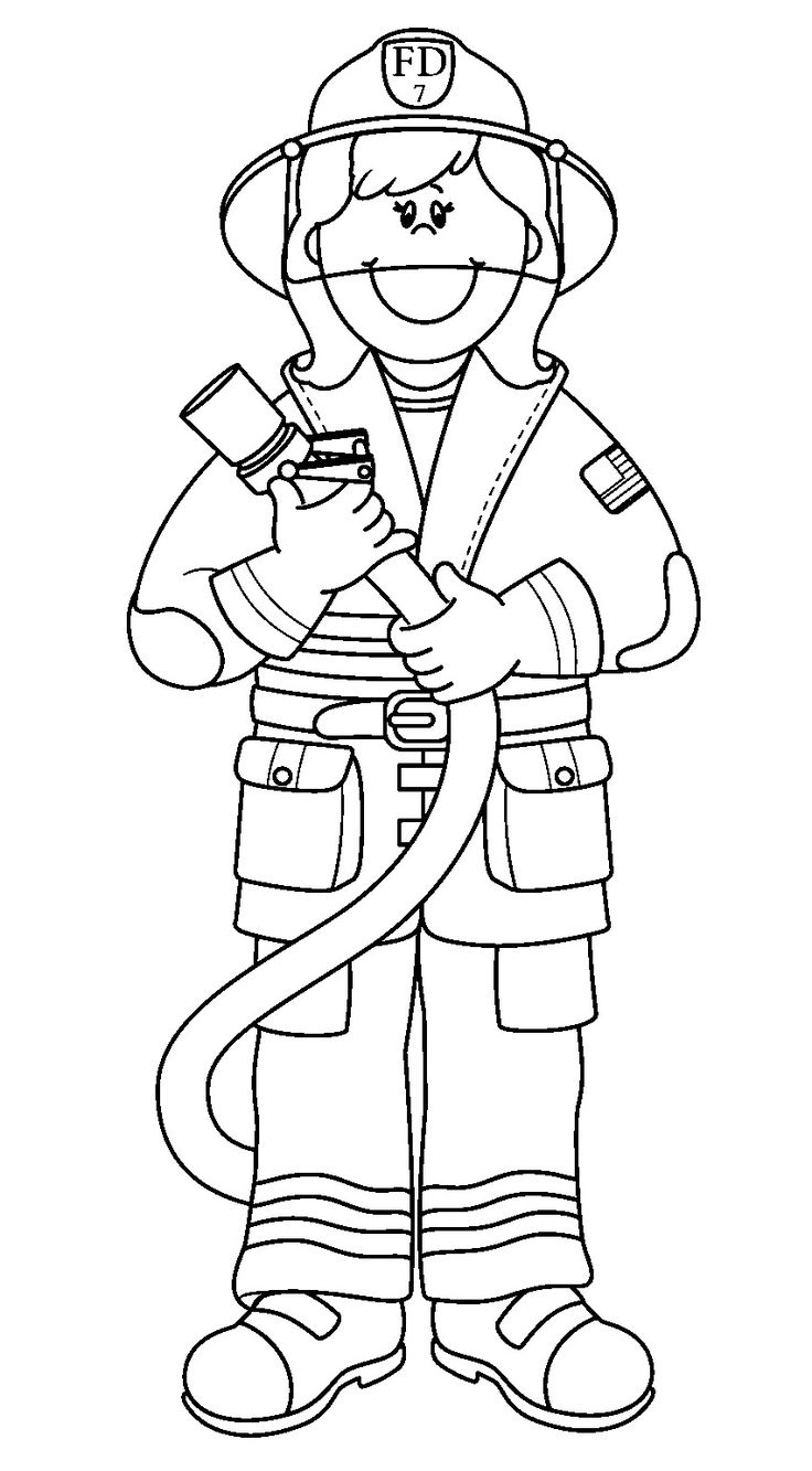 coloring page of a firefighter