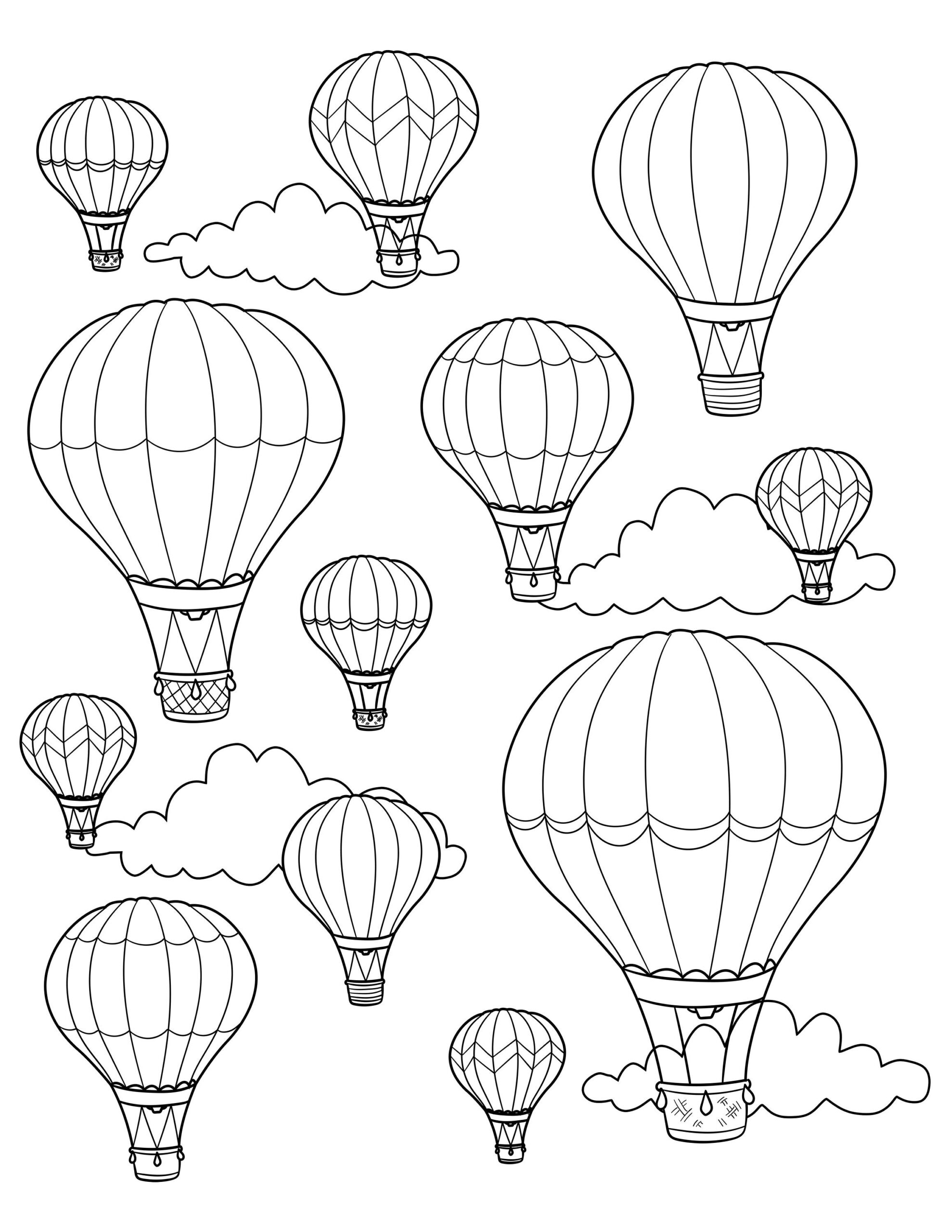 Printable Hot Air Balloon Coloring Page Digital Download Festival Of Balloons Etsy