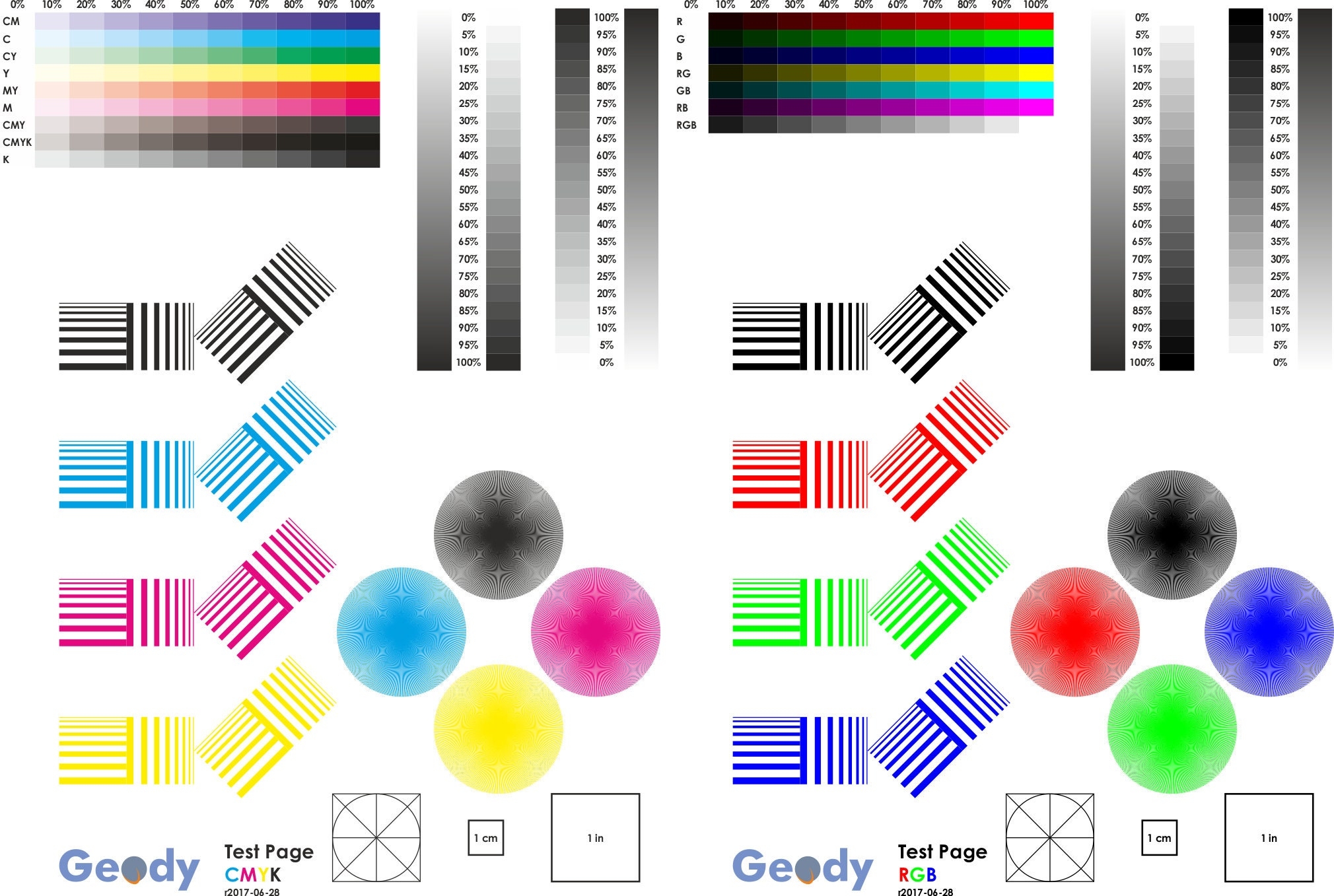 Printer Test Pages For Color CMYK RGB And Black And White Printers Check For Grayscale Contrast Moir Distortion And More Etsy