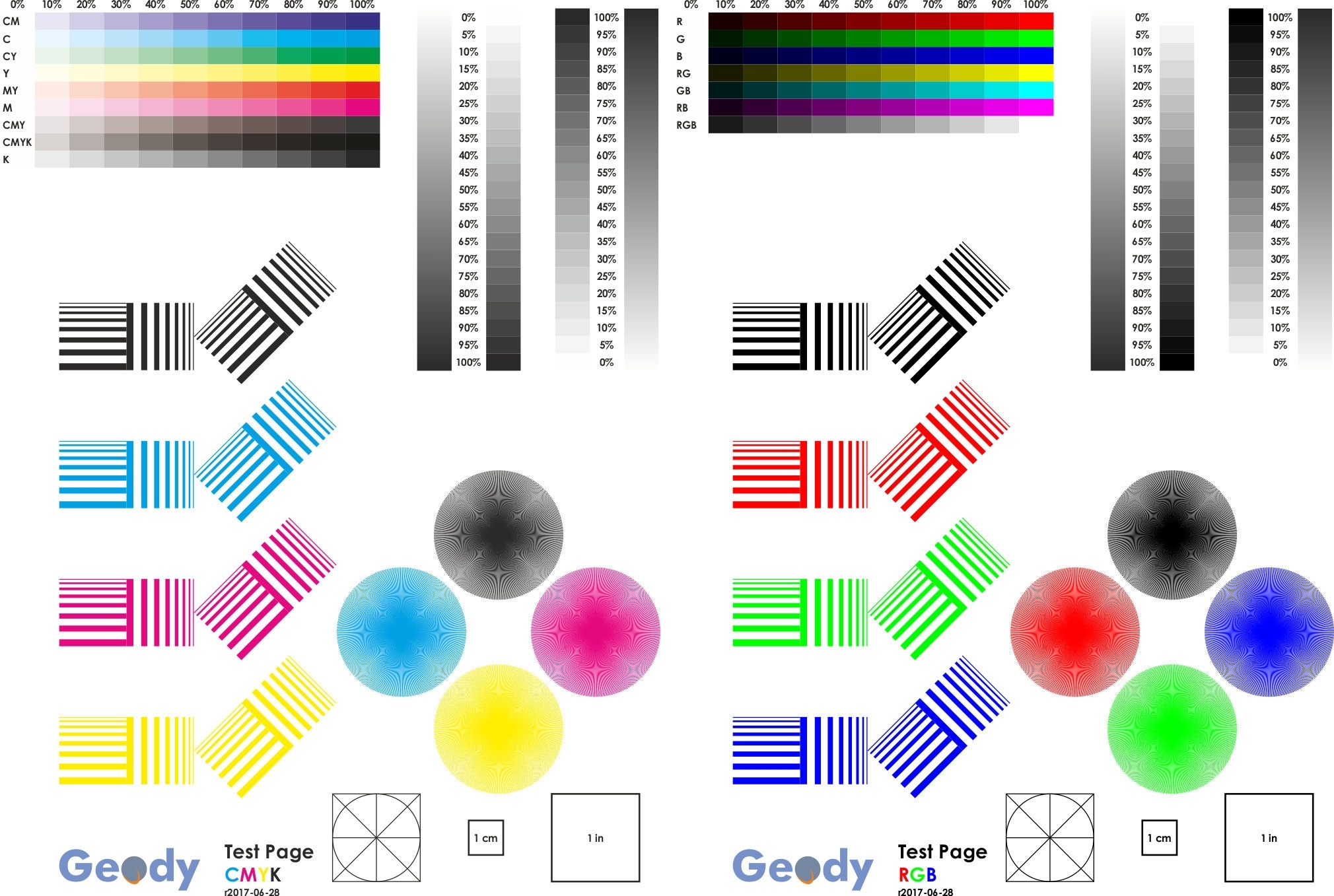 Printer Test Pages For Color CMYK RGB And Black And White Printers Check For Grayscale Contrast Moir Distortion And More Etsy