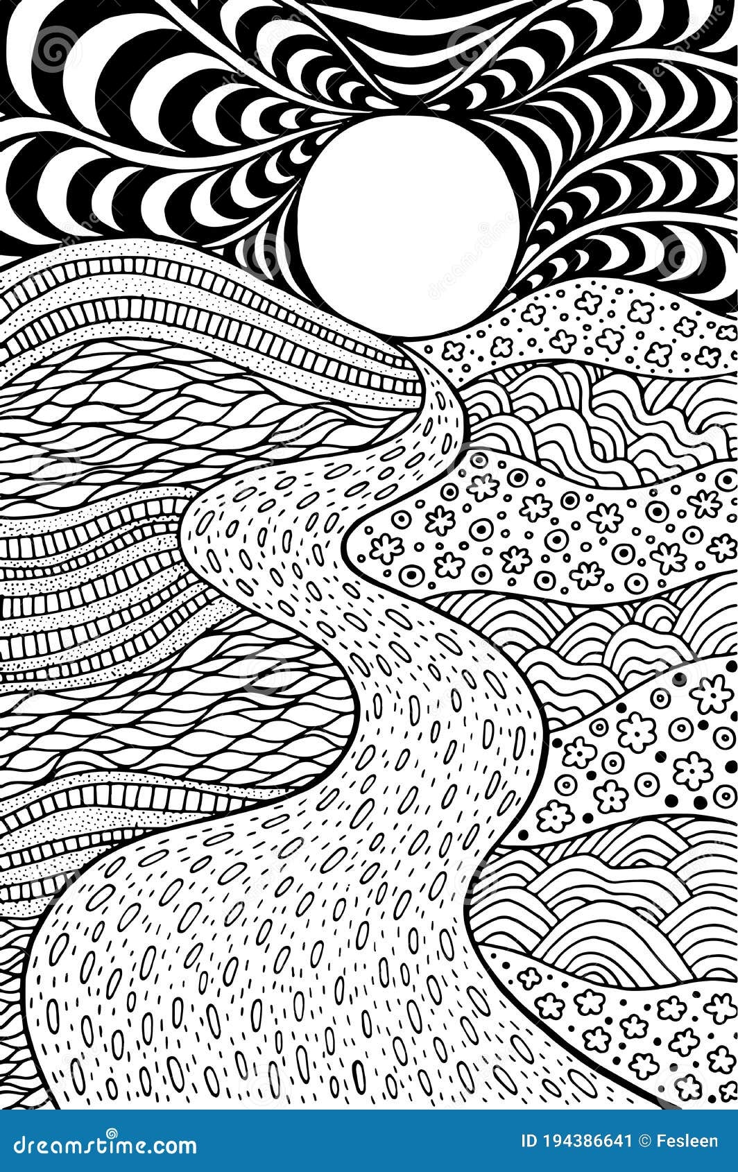 psychedelic coloring page landscape