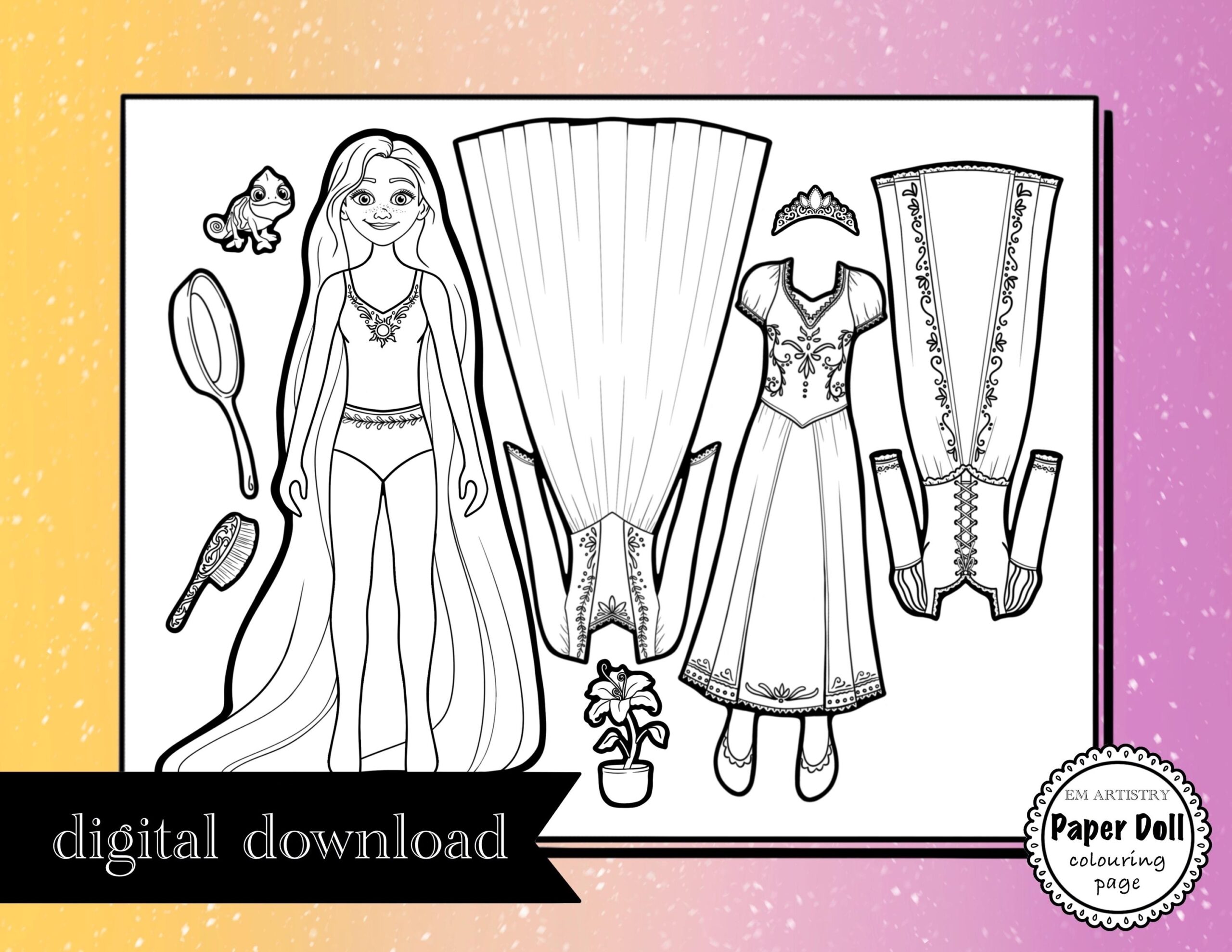 Rapunzel Paper Doll Etsy