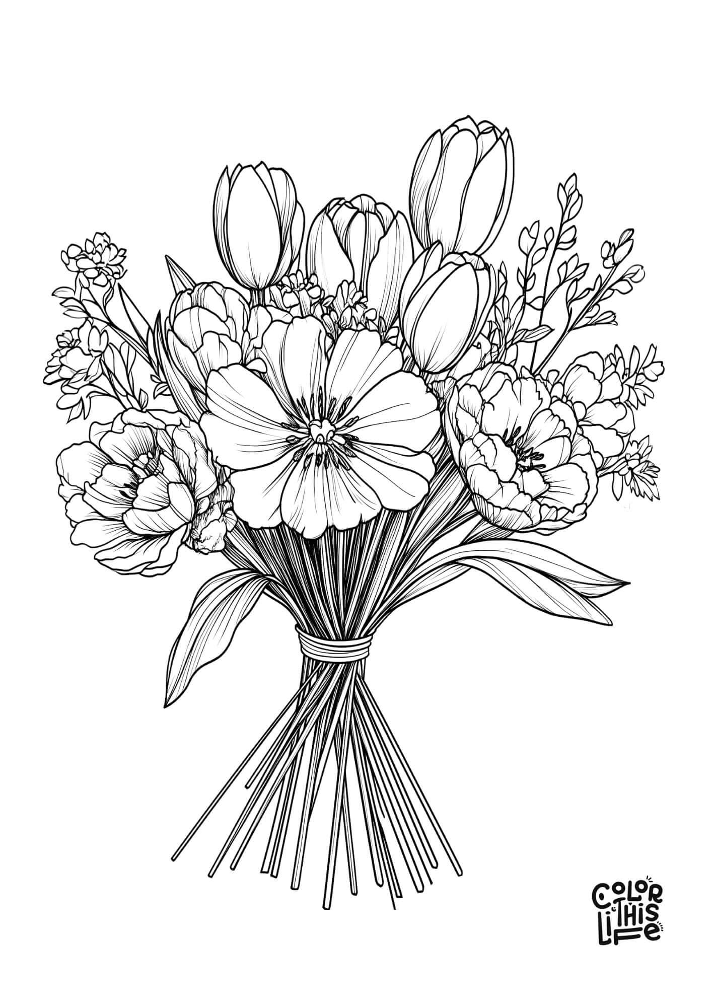 flower bouquet coloring page