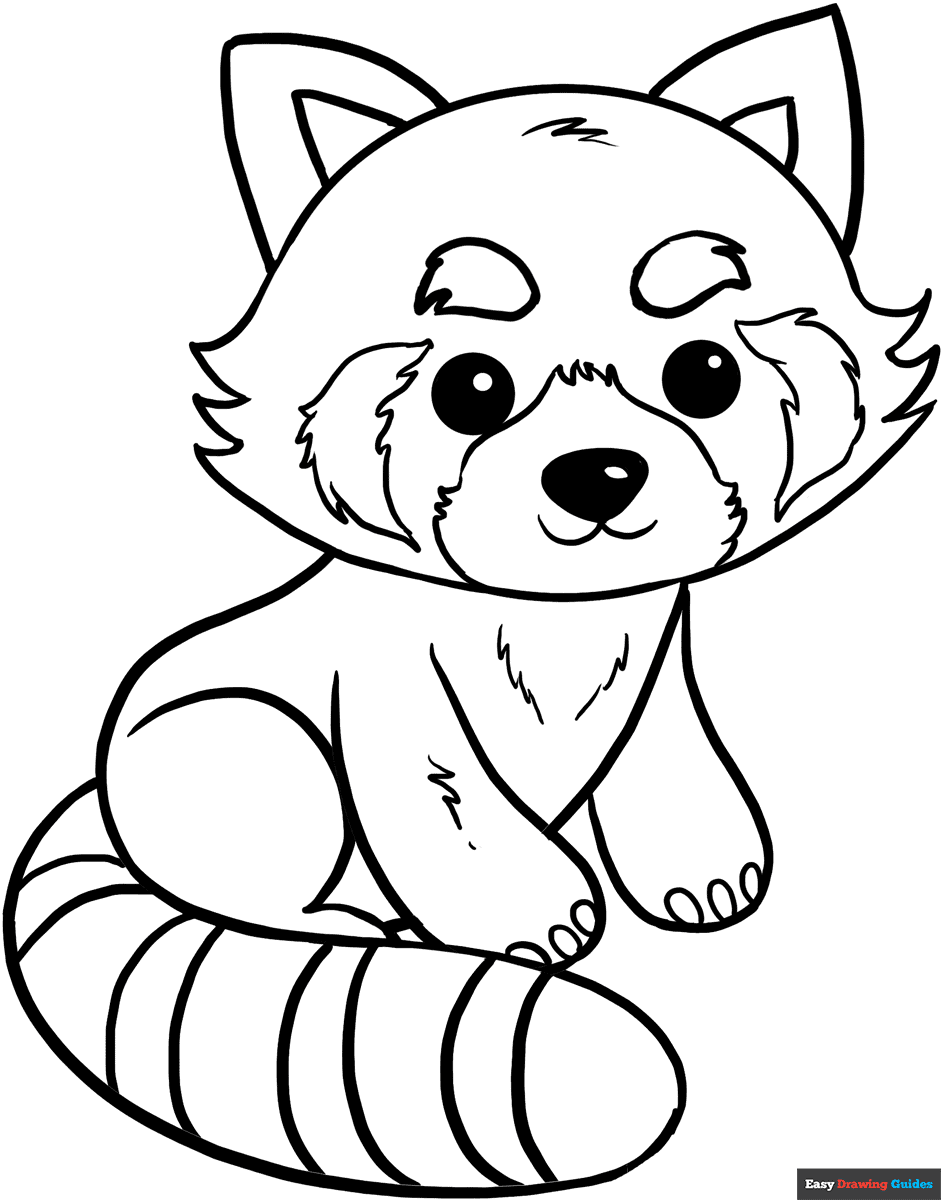 Red Panda Coloring Page Easy Drawing Guides