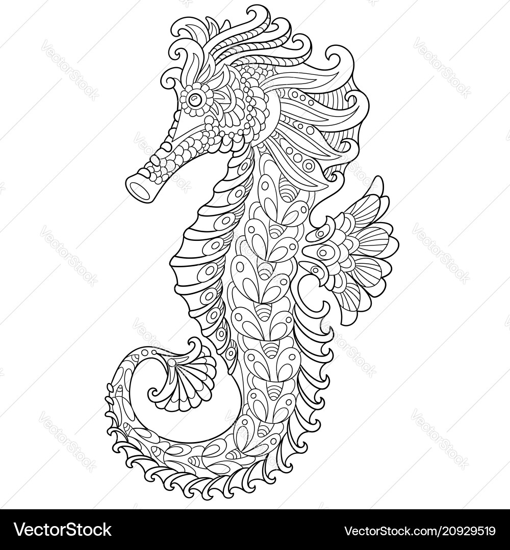 coloring page of a seahorse