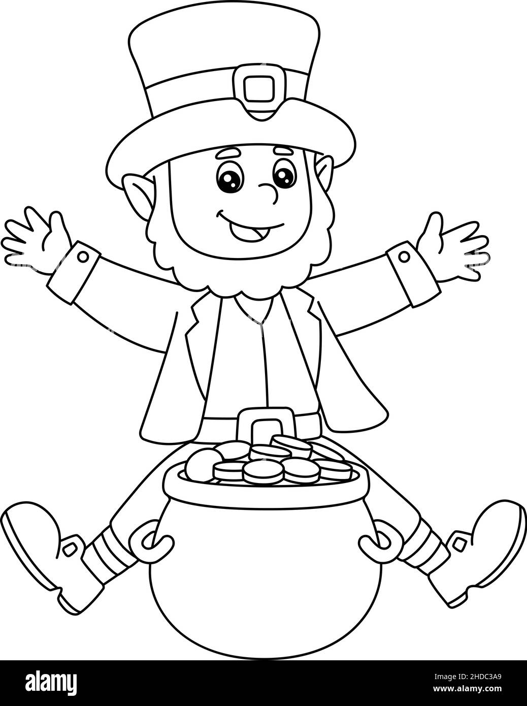 St Patricks Day Leprechaun Coloring Page For Kids Stock Vector Image Art Alamy