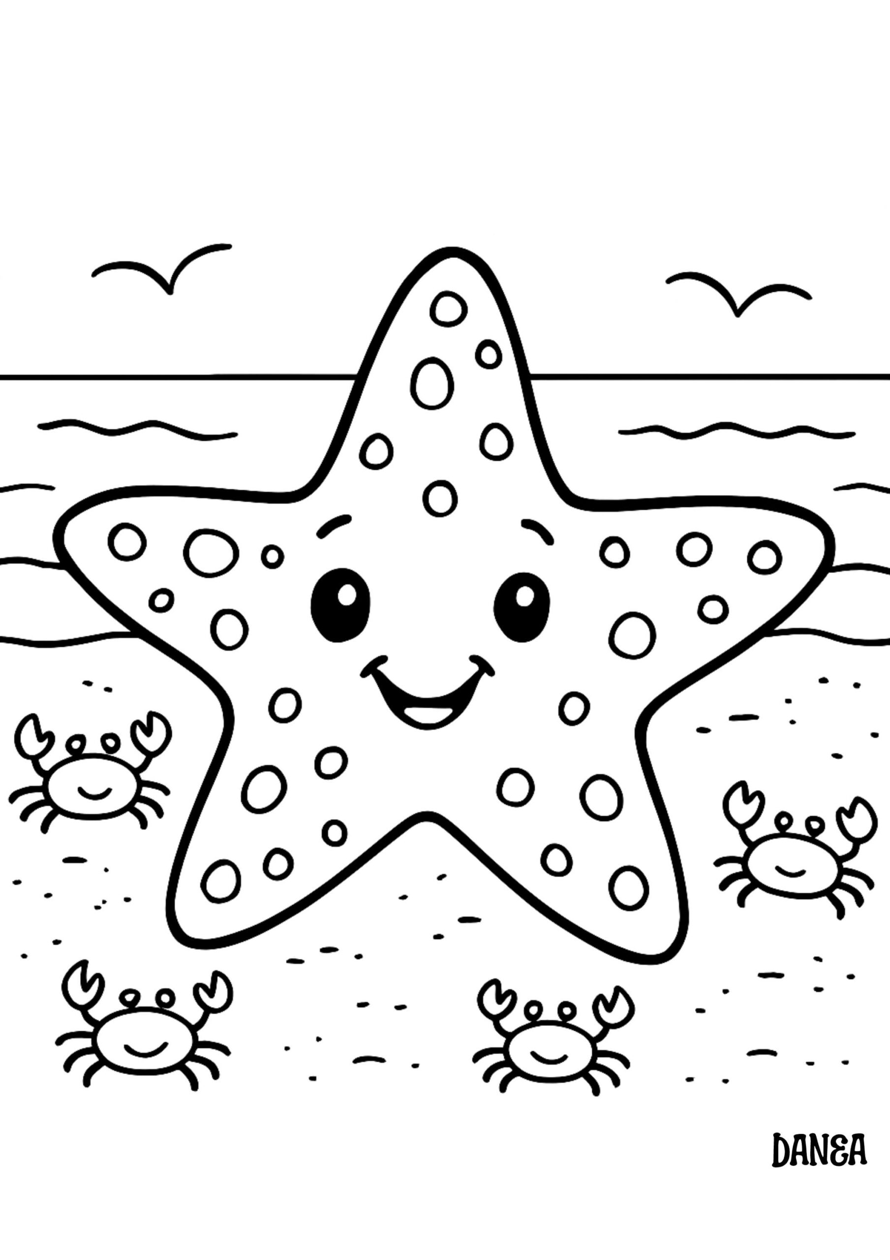 Starfish Coloring Page Starfish Printable Coloring Kids Simple Coloring Page Ocean Coloring Page Etsy Israel