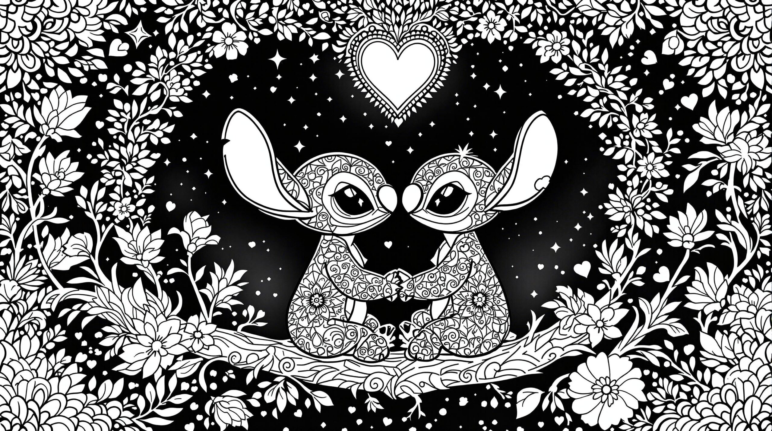 Stitch And Angel Mandala Coloring Page Romantic Disney Design Free PDF Colorazen