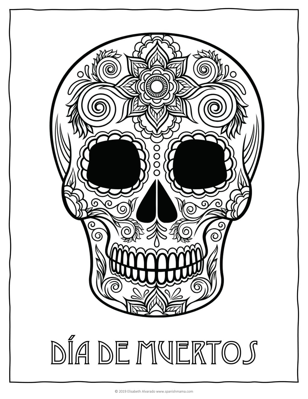 Sugar Skull Coloring Pages And Masks For D a De Muertos Sugar Skull Coloring Pages And Masks For D a De Muertos