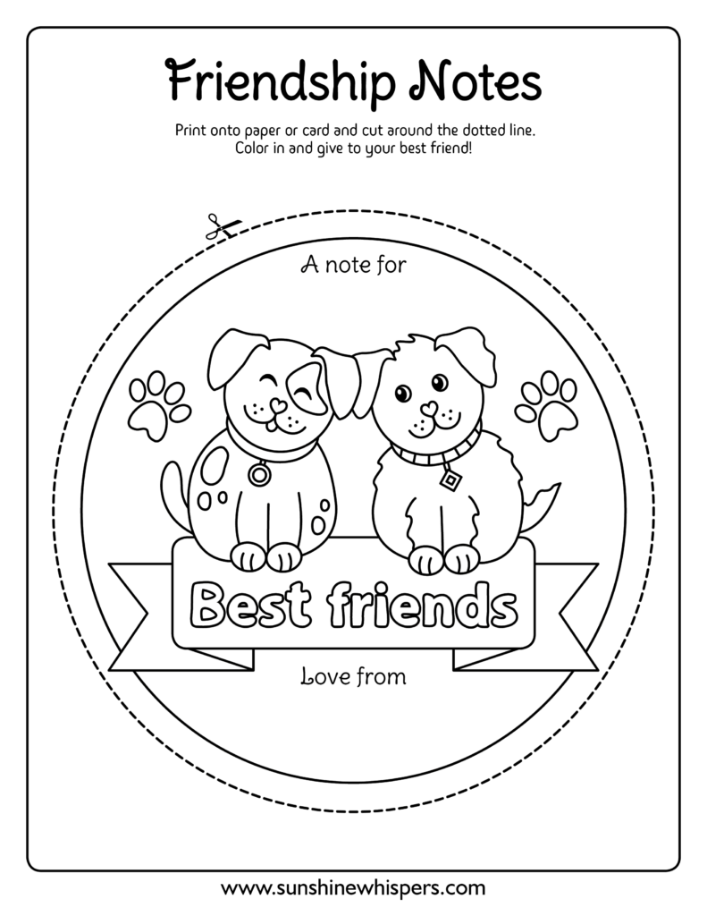 Super Cute Best Friends Coloring Page Notes Sunshine Whispers