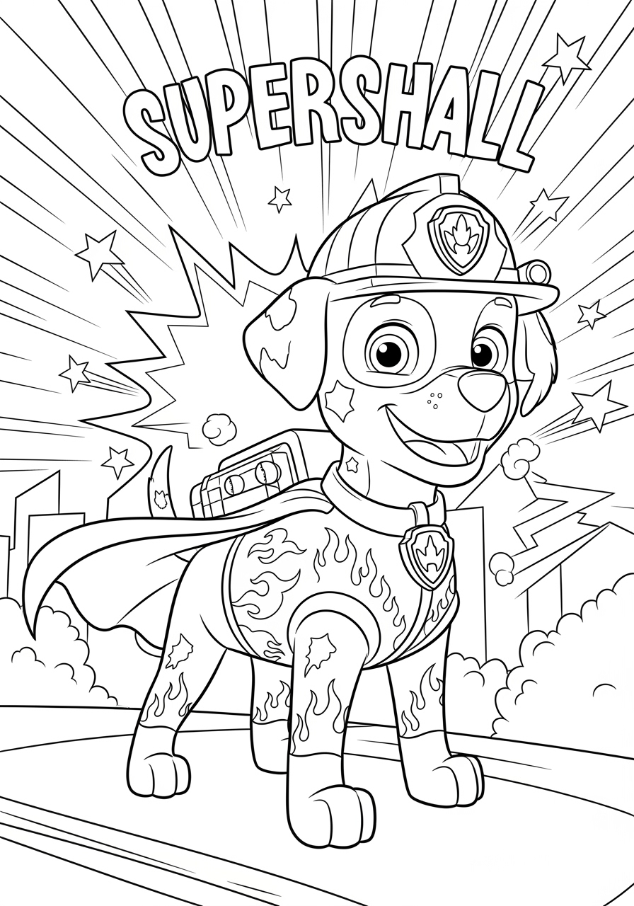 Super Marshall Coloring Page Fun Printable For Kids