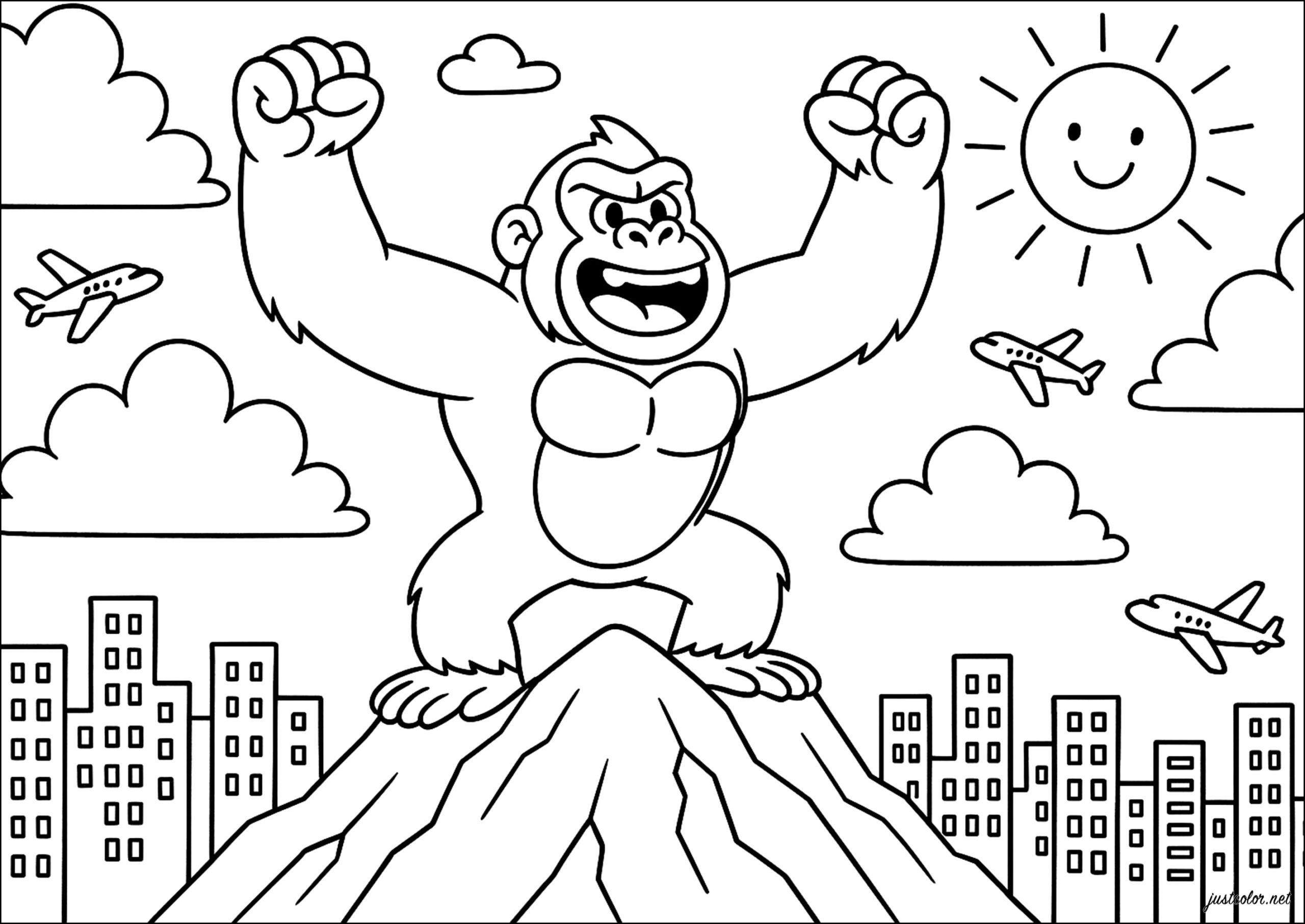 The Giant King Kong On A Mountaintop King Kong Coloring Pages The Giant King Kong On A Mountaintop King Kong Coloring Pages