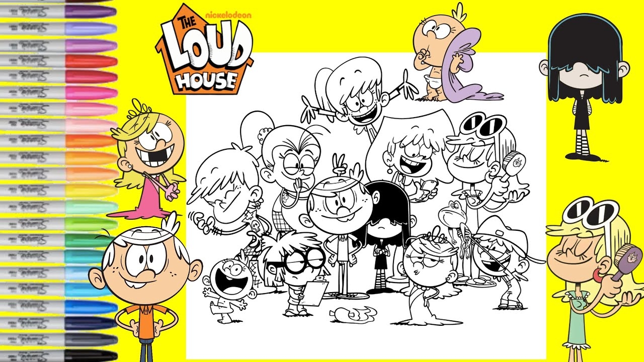 The Loud House Coloring Book Page Lori Leni Luna Luan Lynn Lincoln Lucy Lola Lana Lisa Lily YouTube
