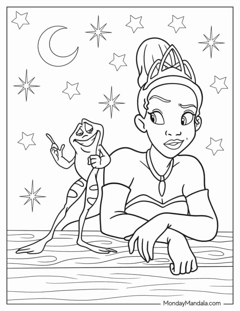 princess tiana coloring pages