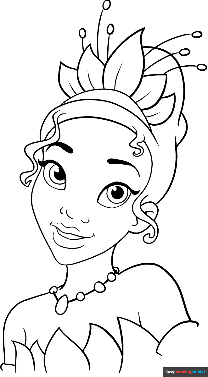 Tiana From The Princess And The Frog Coloring Page Easy Drawing Guides