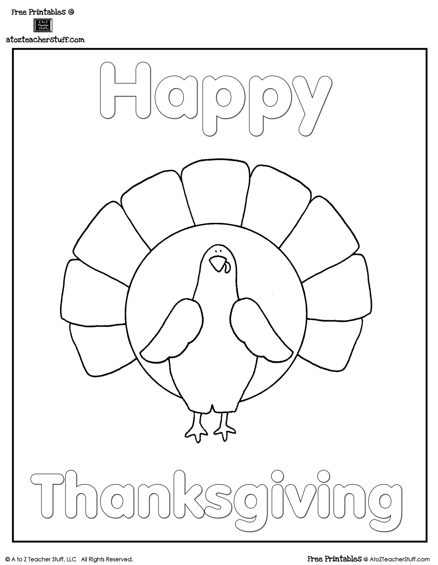 Turkey Coloring Sheet A To Z Teacher Stuff Turkey Coloring Sheet A To Z Teacher Stuff