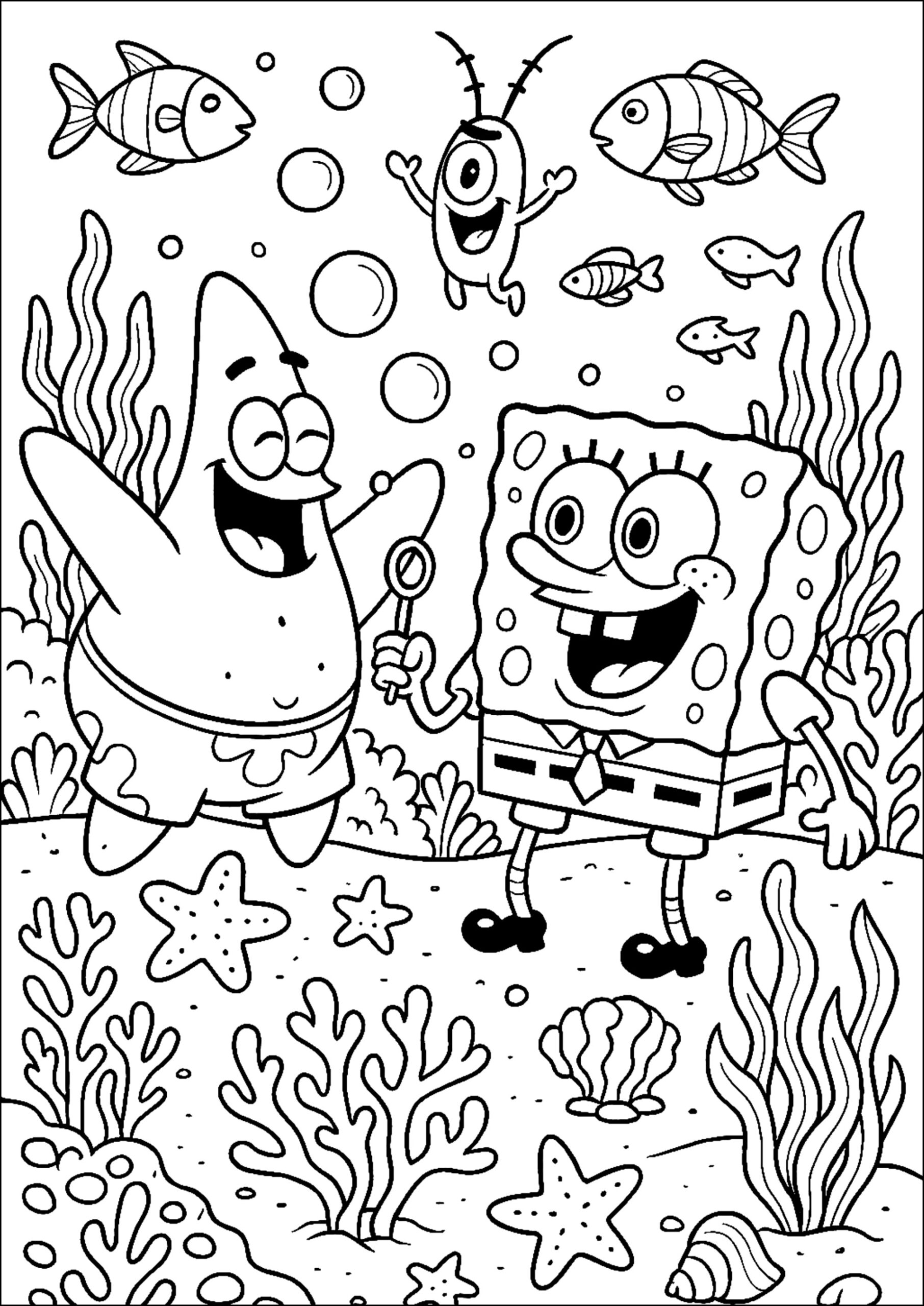 Underwater Adventure For Bob And His Friend Patrick SpongeBob Coloring Pages