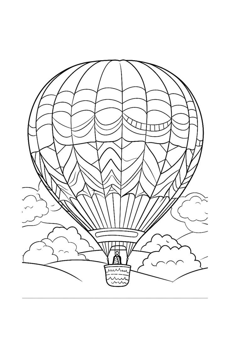 Up Up And Away Free Printable Hot Air Balloon Coloring Page For Kids