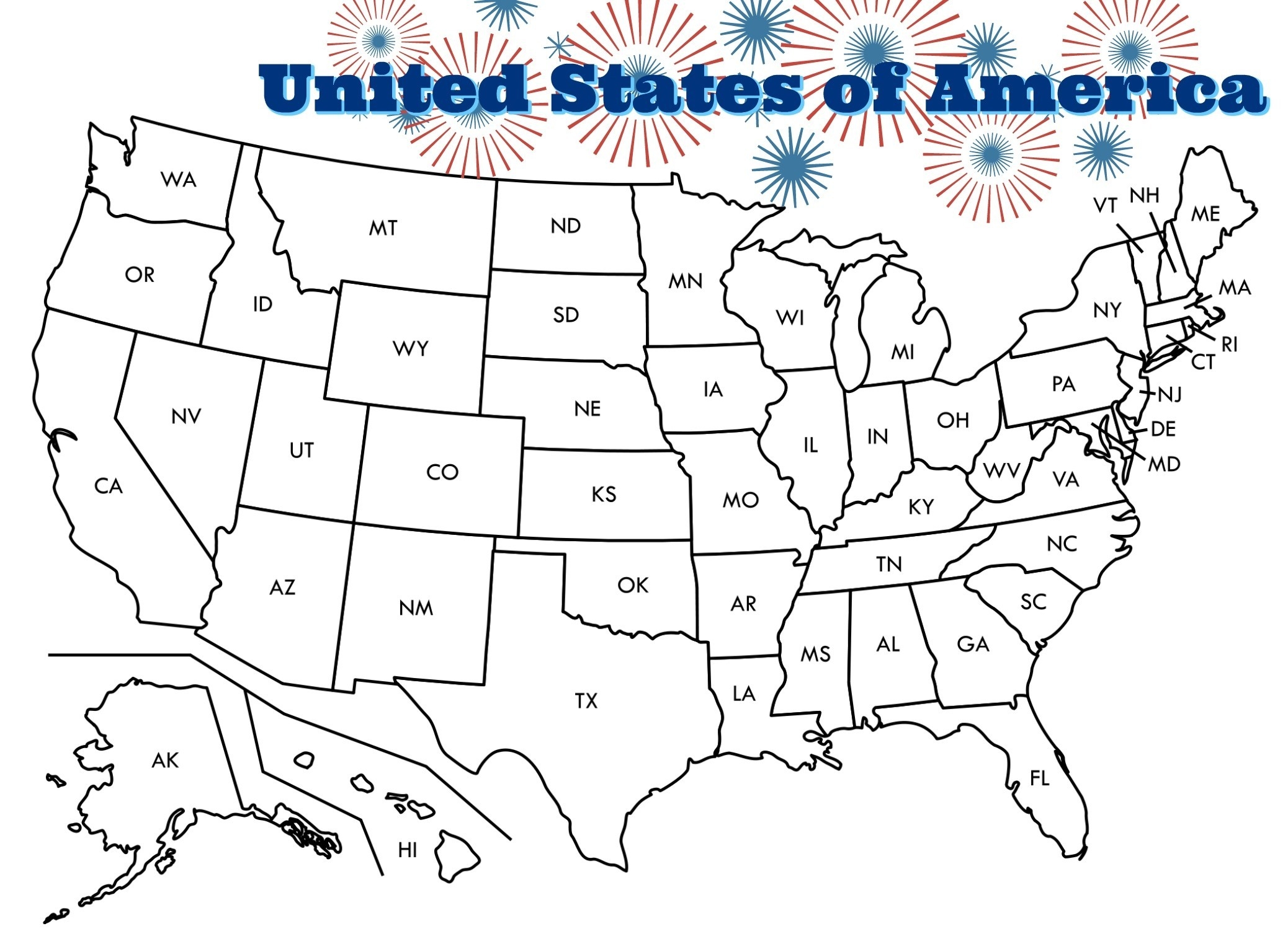 map of usa coloring page